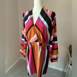 ASOS design long sleeve wrap dress with button details sz 8